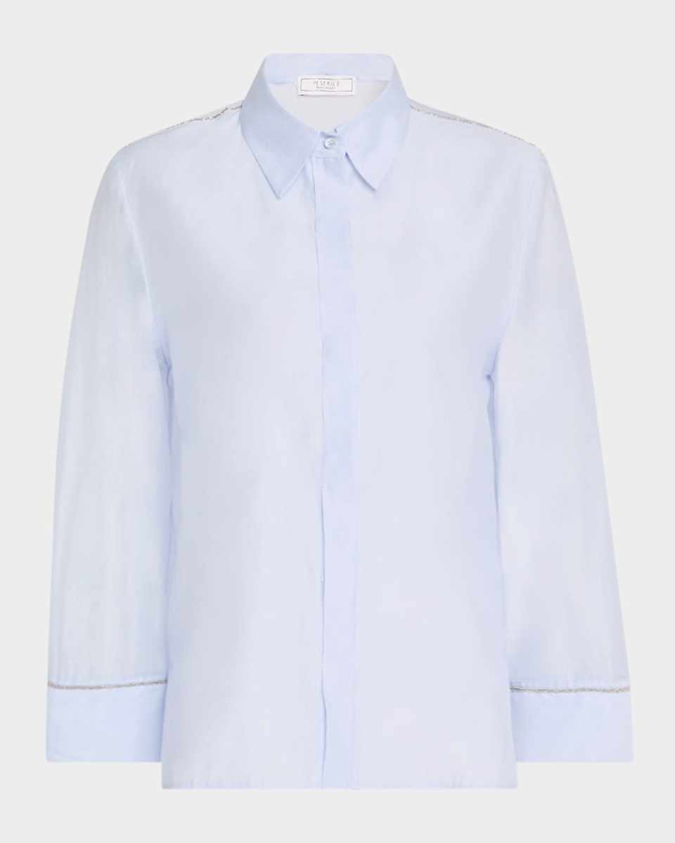 Sheer Chain-Trim Shirt